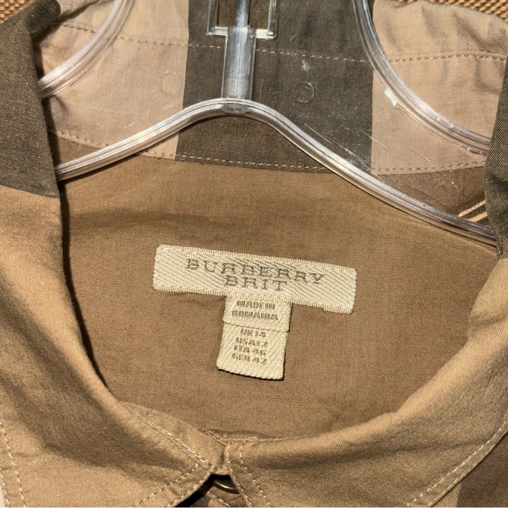 Burberry Brit Brown Novacheck Cotton Drop Waist Dress Size 12 - Picture 8 of 16